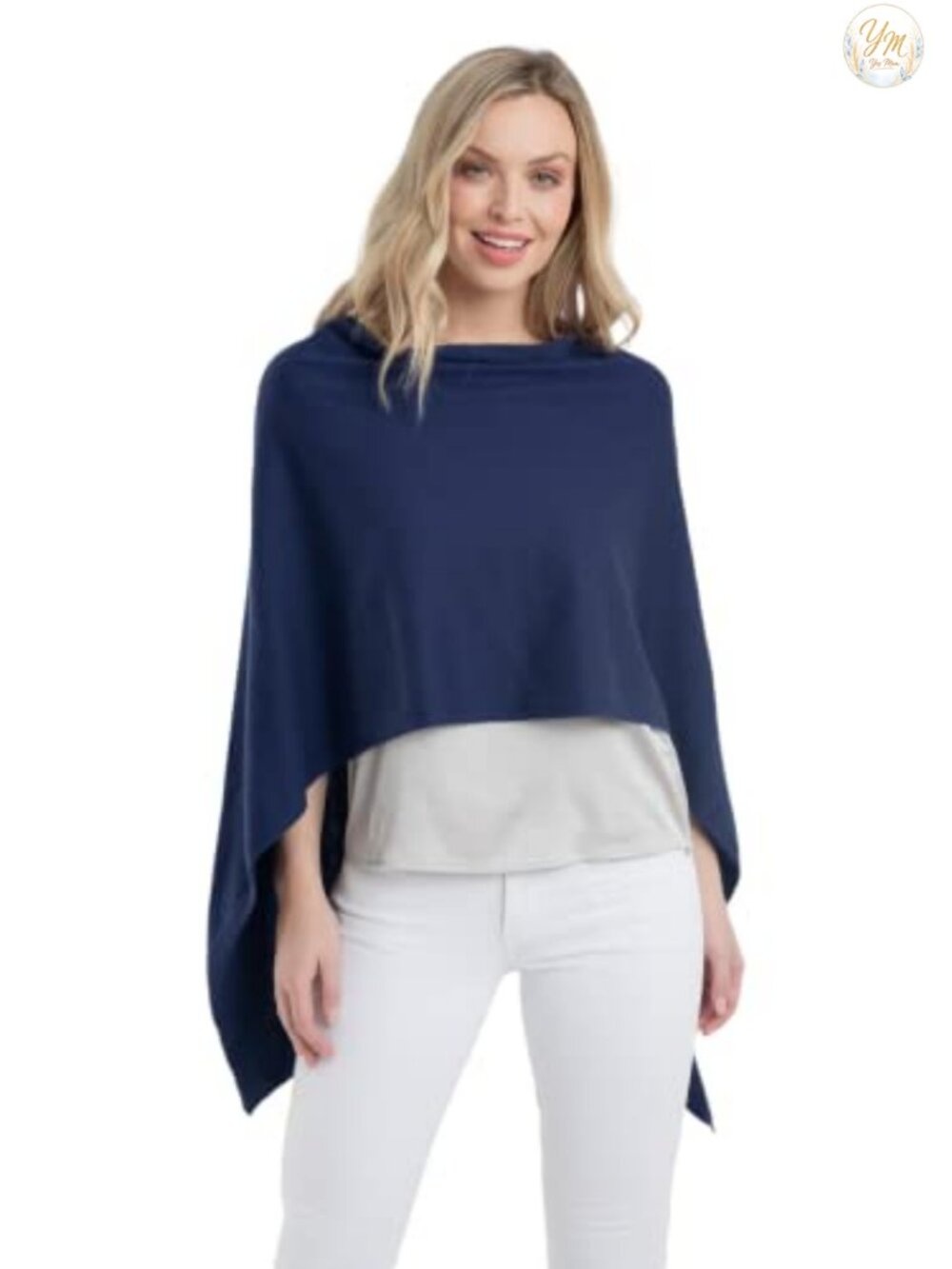 Luxury Cashmere Blend Poncho Shawl Wrap Topper One Size